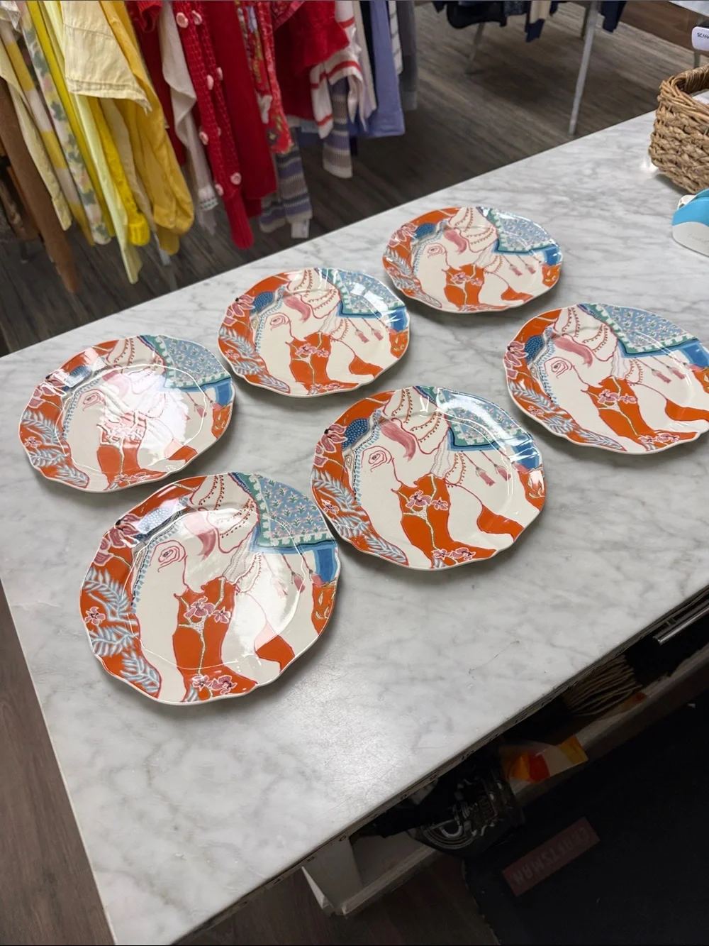Paige Gemmel for Anthropologie Eastern Elephant Dessert Plates Set of 6